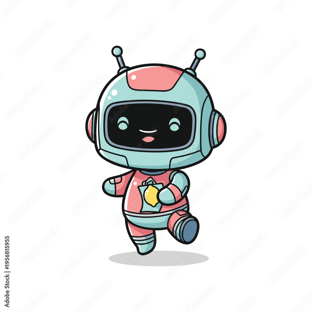 Fototapeta premium Robot Character Running Cartoon Vector