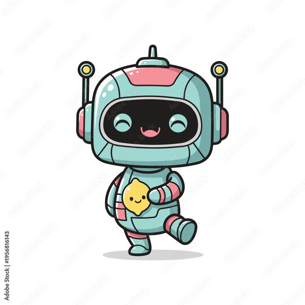 Fototapeta premium Robot Character Happy Lemon Commercial