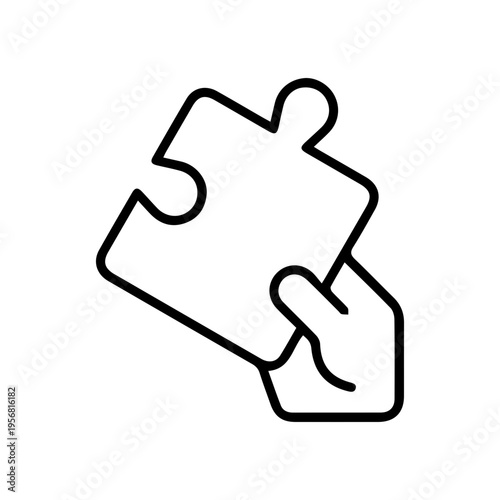 Puzzle piece in hand icon
