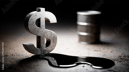 Dollar Symbol and Oil Barre...