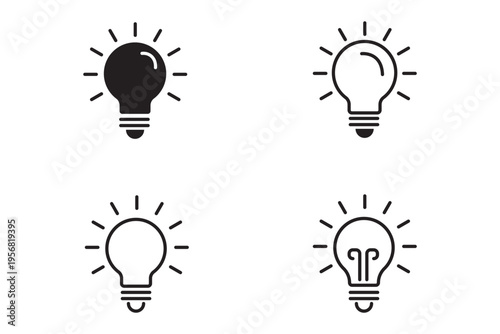 Bulb Icon. representing a quick tip, successful idea, solution, or approved concept. Vector illustration with stroke and fill on a white background