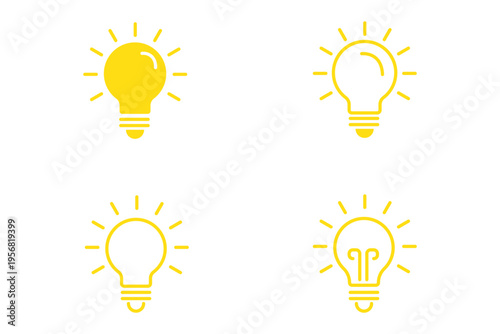 Bulb Icon. representing a quick tip, successful idea, solution, or approved concept. Vector illustration with stroke and fill on a white background