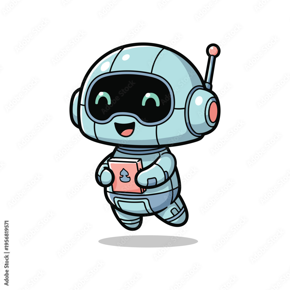 Obraz premium Robot Holding Book Business Icon