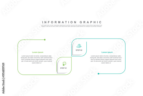 2 step line connected infographic element. Banner presentation. Brochure information. Timeline infograph