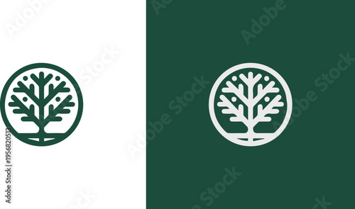 Circular tree emblem with figures for family care services