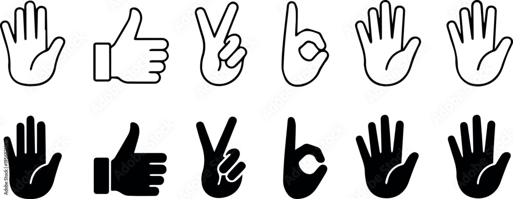Fototapeta premium Hand gesture set for instruction manuals and guides
