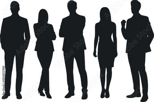 Business team silhouettes expressing unity and action