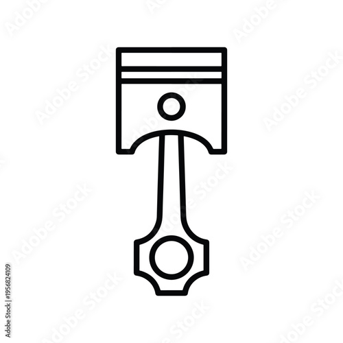 Piston flat line art icon, mechanical engine component