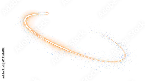 Thin silver light streak sweeping across darkness isolated on transparent background