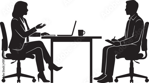 Job Interview Silhouette Business Meeting Recruitment Concept