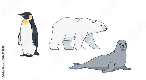 Penguin standing next to polar bear.