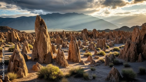 A breathtaking landscape of unique rock formations in a desert environment
