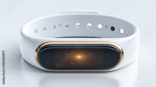 Minimalist fitness band front view with glowing display