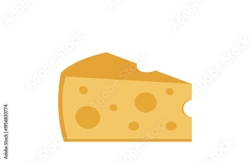 大きな穴があいた三角形のカットチーズのシンプルなイラスト素材
