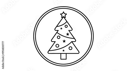 Christmas Tree Icon Within a Circle