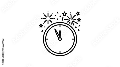 New Year's Eve Clock Countdown with Fireworks