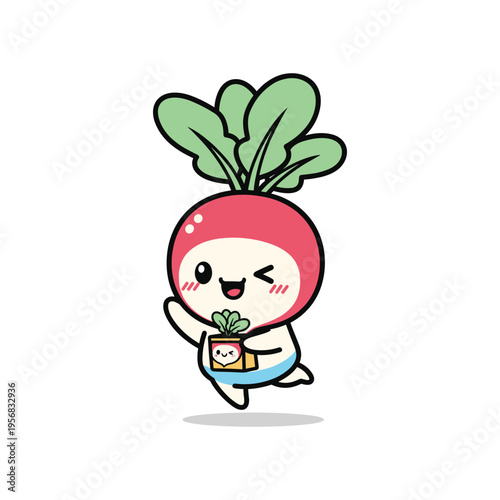 Radish Character Plant Pot Kawaii Commercial Art