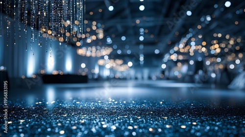 Shimmering Gala: A glamorous event space sparkles with ambient light and an air of anticipation, a perfect backdrop for a memorable occasion.