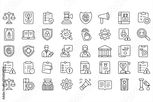 Justice and Compliance Icon Collection for Legal and Security Design