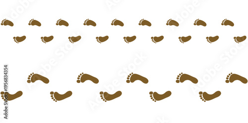 歩いた軌跡を表現できる親子の足跡のシームレスなライン・境界線セット / Footprint seamless line