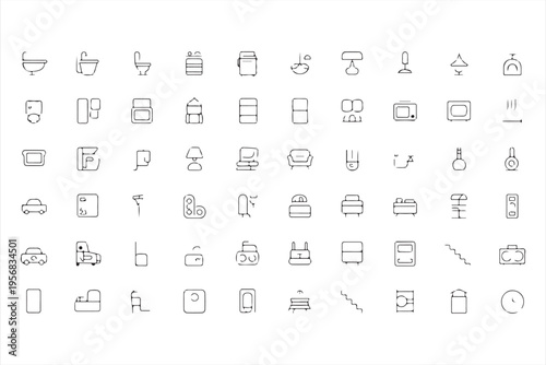 Household Appliances and Furniture Icon Collection for Home Use