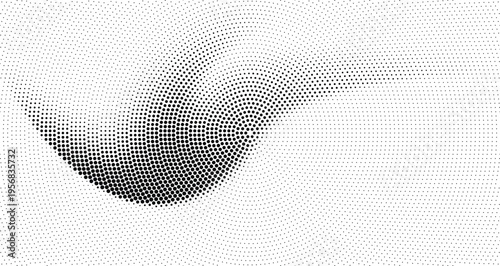Radial halftone gradient swirl, abstract dot background texture, grunge effect, organic flow, dynamic design