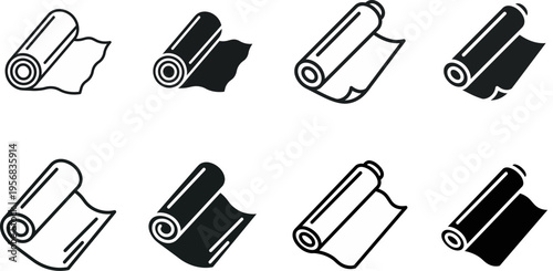 Fabric & Roll Icon Set Pack — Textile, Material, Pixel Perfect Editable Vector