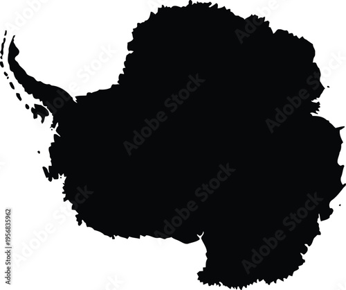 Black silhouette of the continent antarctica isolated on a white background map.