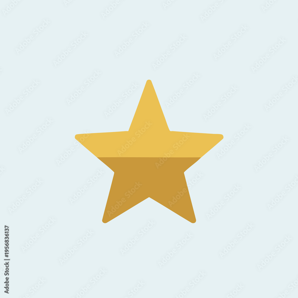 Fototapeta premium A gold five-pointed star icon against a light blue background