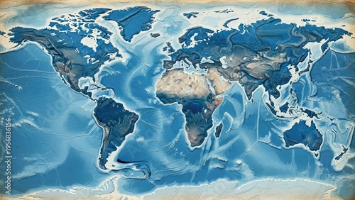 A detailed map of the world showing continents and oceans