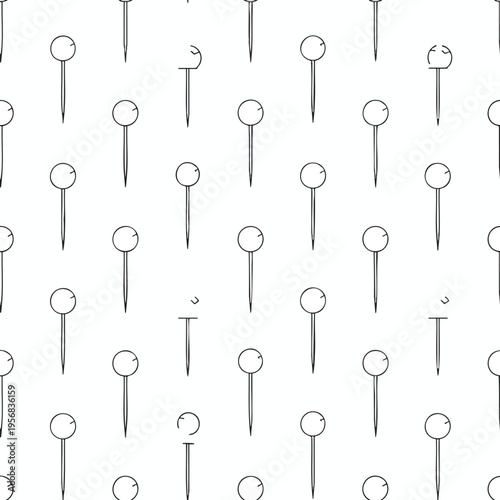 A repeating pattern of simple line drawings of pins with circular heads