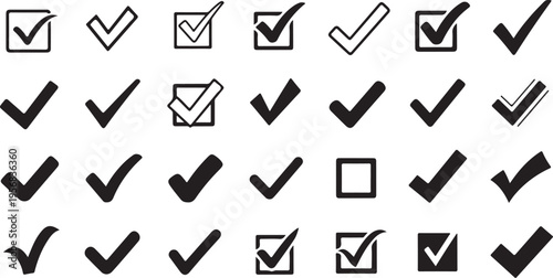 Free Download Collection of various checkmark and checkbox icons on white - GFXLoad