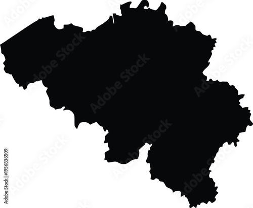 Black silhouette of the map of belgium isolated on a white background for geographical use