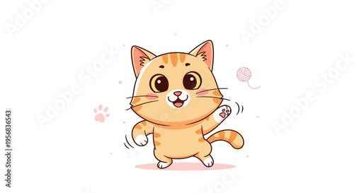 A cute orange cartoon cat standing.
