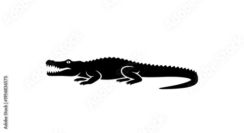 Black silhouette of a crocodile.