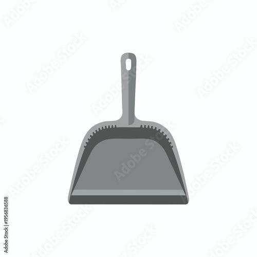 Simple gray dustpan with a wide opening and a textured edge for sweeping