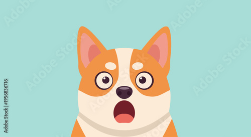 Surprised cartoon dog with big eyes.