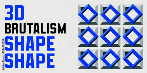 Geometric 3d brutalism with repeating diamond shapes and bold typography