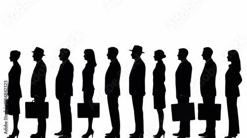 Professional business team silhouettes ,group of standing business men and women 
