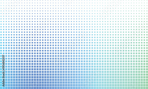 四角いブロックが上に伸びる青いグラデーションが買ったデジタル風ハーフトーンの背景