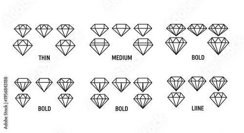 Diamond shape variations with line thickness and style illustrations high quality