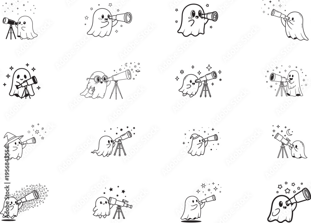 Fototapeta premium Hand Drawn Black Illustration Ghost Art