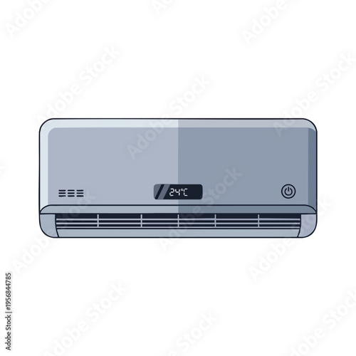 A modern silver split air conditioner unit is displayed on a white background