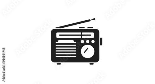 Vintage Style Black and White Radio.