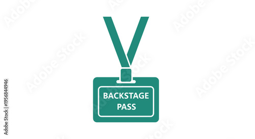 Green Backstage Pass Lanyard Badge Illustration.