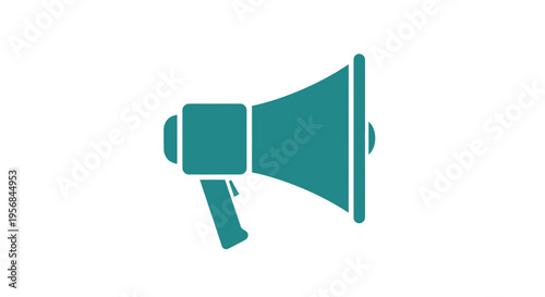 Teal Megaphone Icon on White Background.