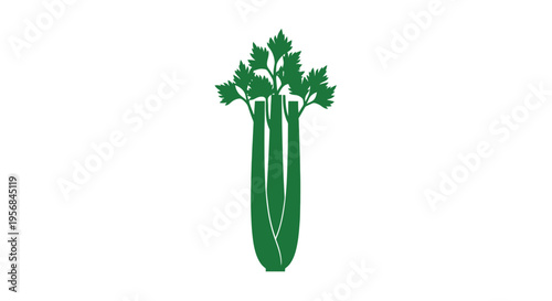 Fresh Green Celery Sticks with Leaves.