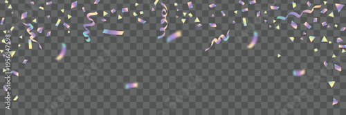 Iridescent Confetti Explosion, Transparent PNG, Celebration Background, Colorful Party Decorations