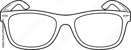 Sunglasses Line Art Icon Black and White Eyewear Accessory Vector Illustration