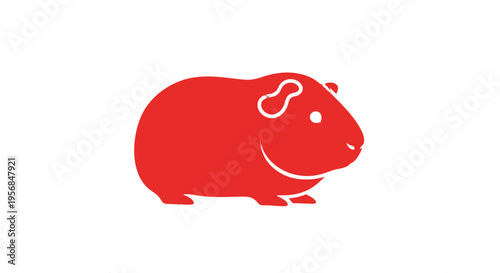 Red Guinea Pig Illustration Simple Design.